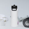 Stainless steel water bottle with a straw lid - Tropical Leaves