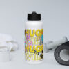 Stainless steel water bottle with a straw lid - Tropical Leaves