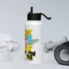 Stainless steel water bottle with a straw lid - Tropical Leaves