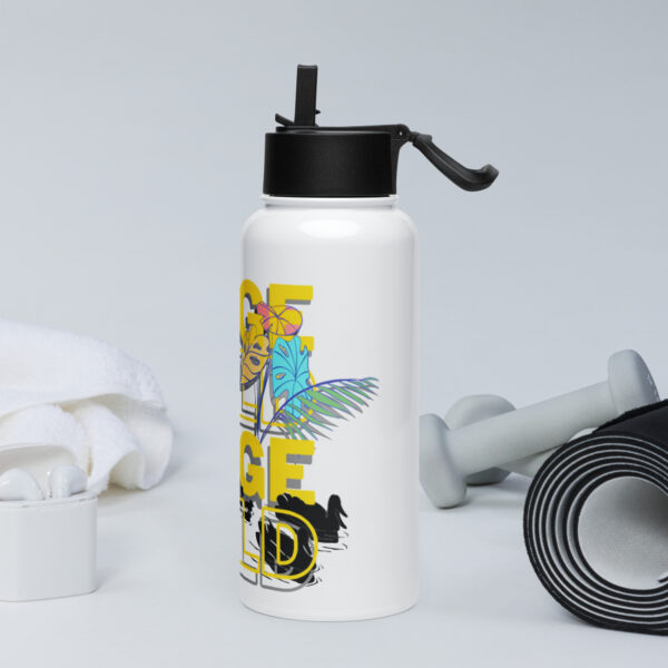 Stainless steel water bottle with a straw lid - Tropical Leaves