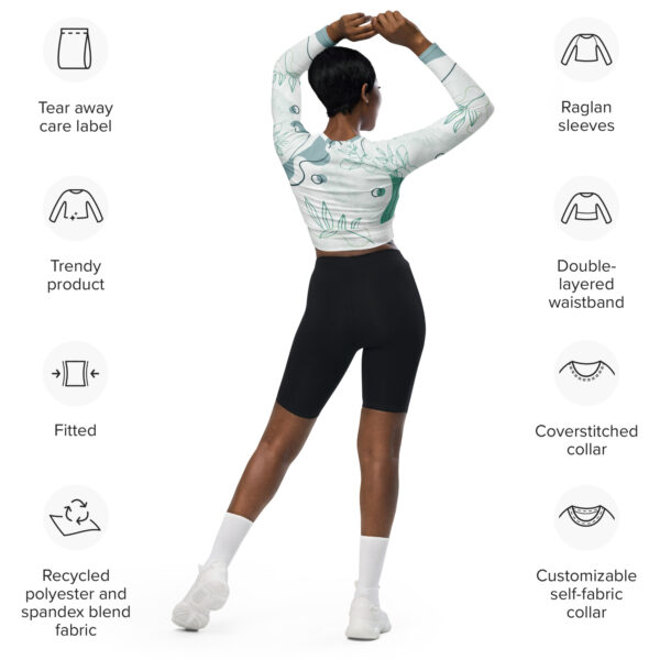 Eco Long-Sleeve Crop Top – Sustainable, Soft, and Stylish Crop Shirt for Women - Aqua