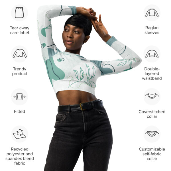 Eco Long-Sleeve Crop Top – Sustainable, Soft, and Stylish Crop Shirt for Women - Aqua